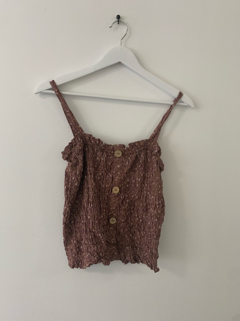 Women’s Brown Textured Button-Front Cami Top